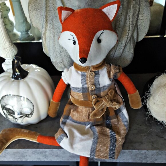 NEW! BOHO Farmhouse WOOL Fox FLANNEL DRESS DOLL - Picture 3 of 7